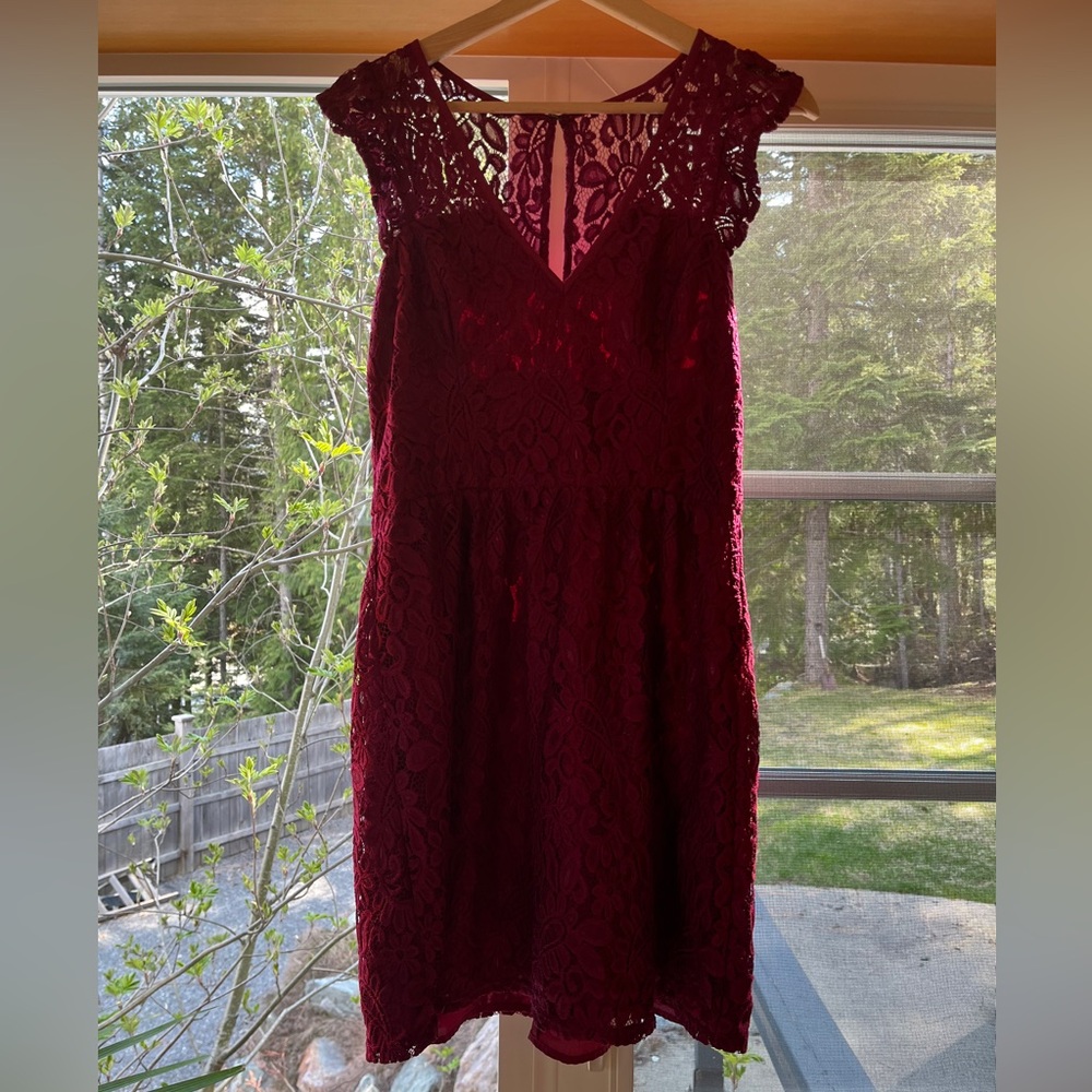 Elegant BCBGeneration Lace Burgundy Dress